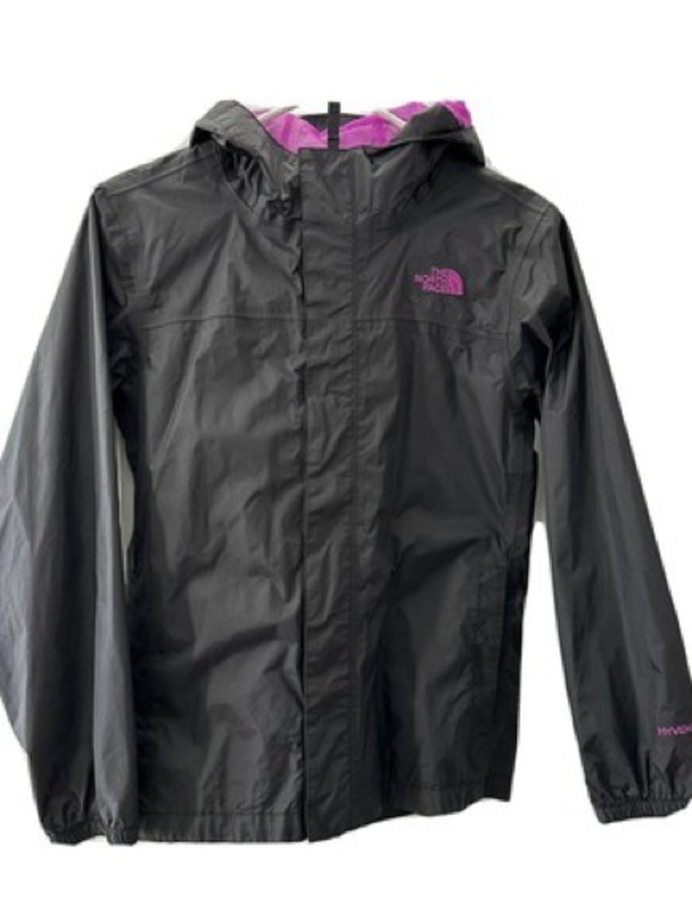 The North Face Black Jacket with Pink Logo and Hood girls size xl/18